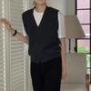 Women's Wool Vest: Autumn Winter V-Neck Cardigan with Cashmere, Loose Sleeveless Design, Shoulder Pads, Knitted Sweater.
