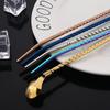 10Pcs/Set Straw Spoon Portable Black Tea Scoop Reusable Colored Stainless Steel Straws Colorful Dinnerware Set For Bar Party