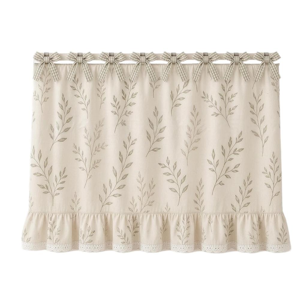 Rustic Oven Curtain with Ties Decorative Farmhouse Cover