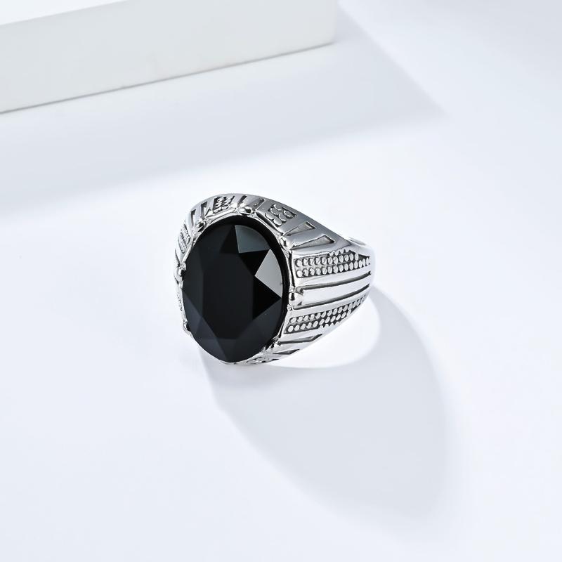 Glas Zirkon Geometrie Ringe Edelstahl Herren Personalisiert Hochwertiges Gefühl Boutique Ring Modeschmuck