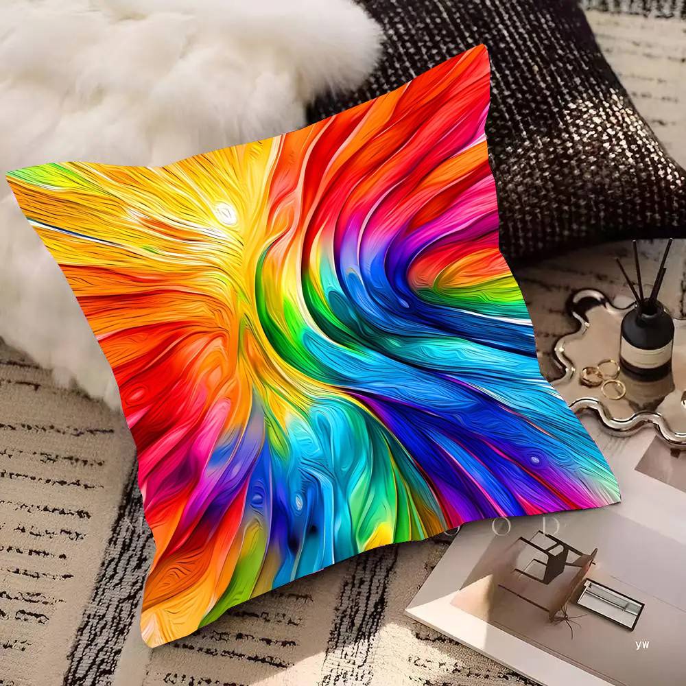 Rainbow Pillow Case Fashion Square Pillowcase Bedroom Sofa Room Ins Decoration Leisure
