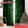 2D FLAT PRINTING 2pcs Curtains (Without Rod) Lush Green Forest Scene Holiday New Year Printed Curtains Prints Light Filtering