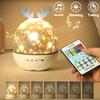 Deer Music Projector Lamp Night Light With BT Speaker Starry Sky Star Rotate Bedroom Bedside Lamp Decor Christmas Kids Baby Gift