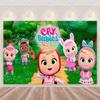 Cartoon Cute Cry Babiesed Birthday Party Decorations Lovely Blind Box Doll Backdrop Baby Shower Supplies Child Room Wall Hanging