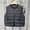 white duck down wavy down vest women's short, autumn and winter new knitted splicing vest crew neck jacket tide