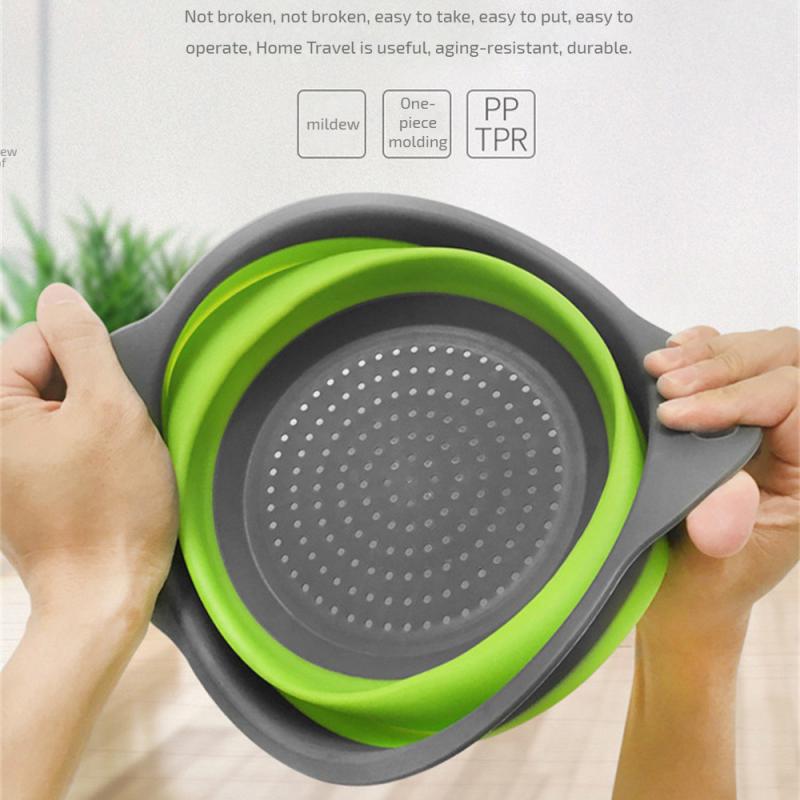 Foldable Strainer Fruit and Vegetable Washing Basket Colander Tableware Drainer Silicon Colander Foldable Drainer Kitchen Gadget