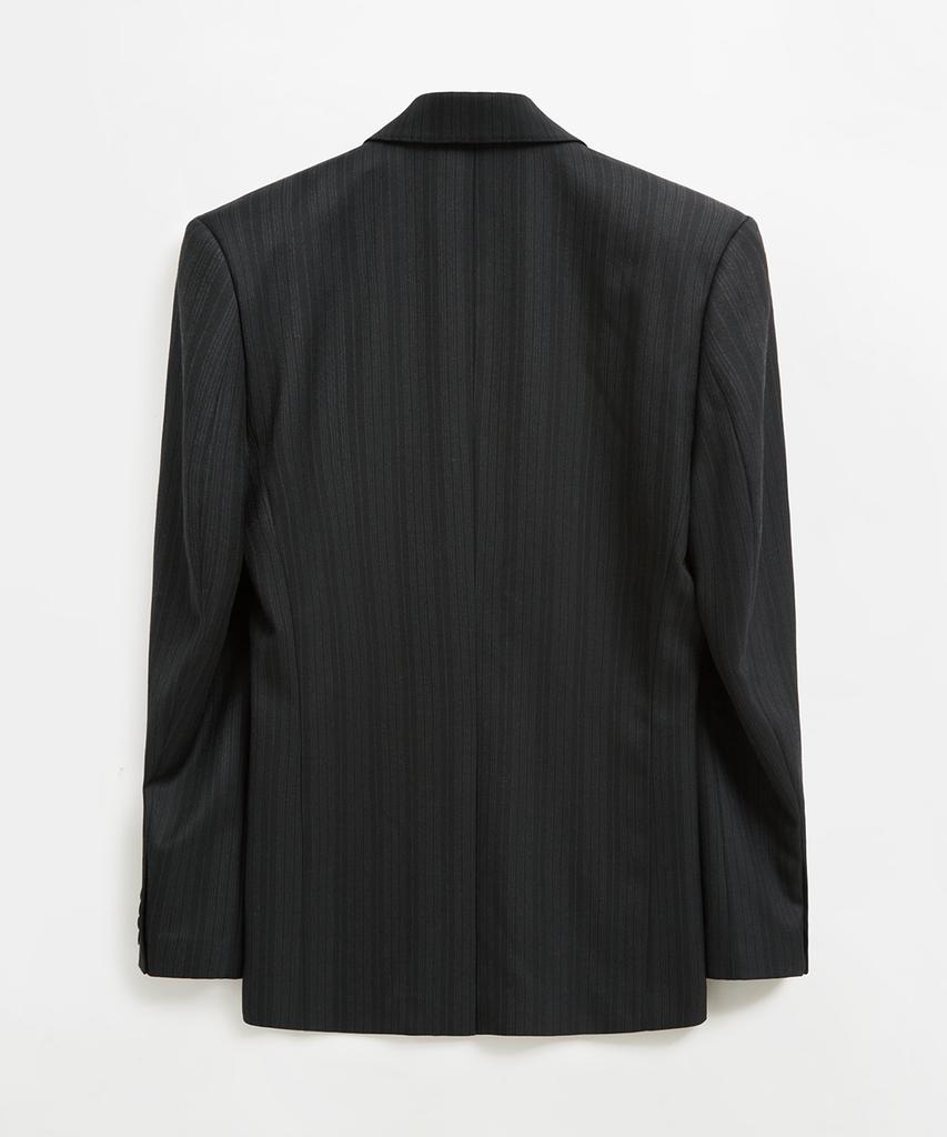 Lmood Seville Wool Stripe Double Blazer Black