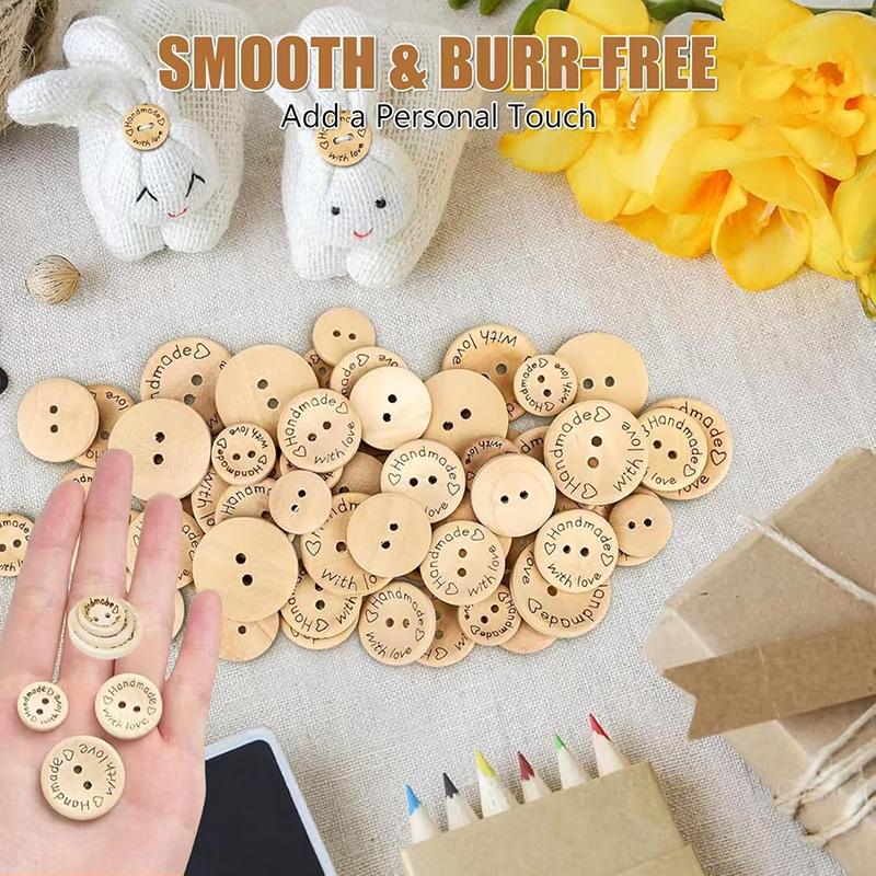 150 Pcs Wooden Buttons Set Handmade 2 Holes Natural Wooden Buttons for Clothes Decorative Sewing Accessories Craft Decorations