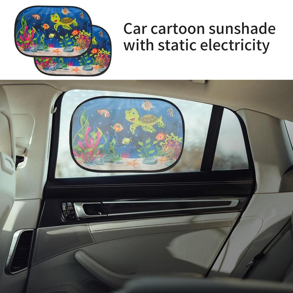 2pcs Magnetic Car Side Window Sunshade Cartoons UV Protection Auto Curtain Sunscreen Window Cover Auto Accessories