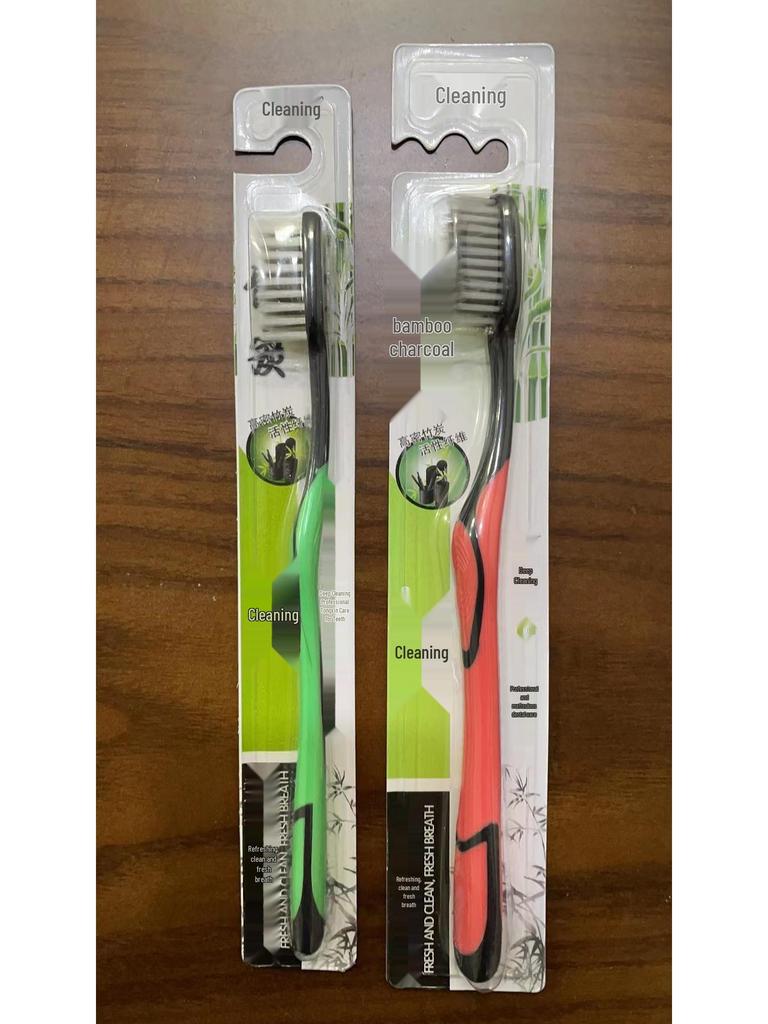 Tri-Head Soft & Hard Bristle Adult Toothbrush with 3D Tongue Scraper