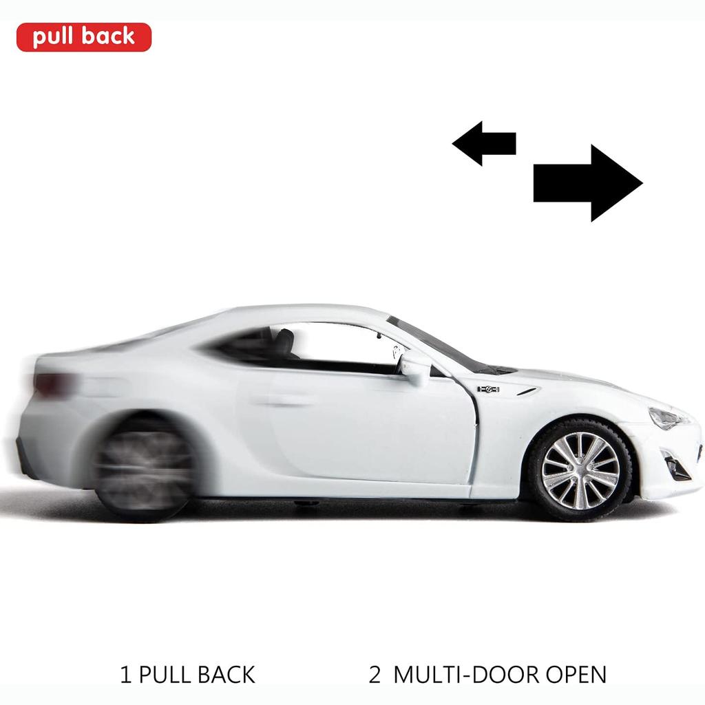 1/36 Skala Toyota 86 Diecast Alloy Bilmodell Leke, Pull Back-funksjon med dører åpne for barn Voksne Gavesamling