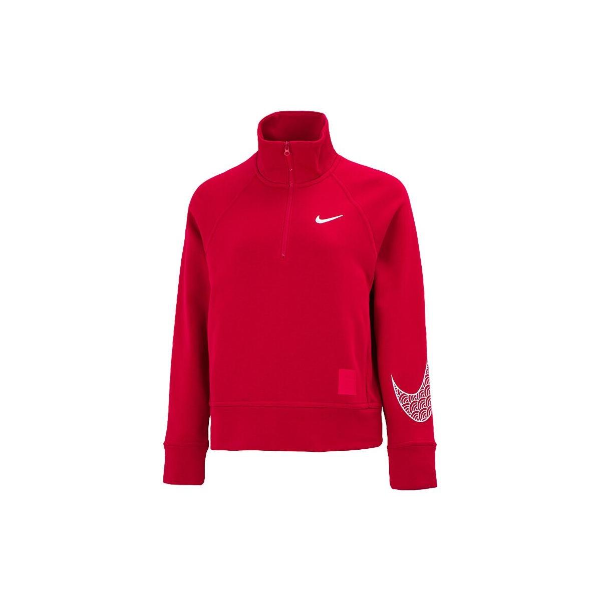 (WMNS) Nike CNY New Year s Edition Casual Sports Solid Color Half Zipper Stand Collar Hoodie Jacket Red Women s DQ5371-687 S