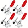 4PCS Metal Toggle Clamps Set - Horizontal Quick Release Holding Clamp Tool with Adjustable Rubber Pressure Tip for Woodworking, Welding, Positioning