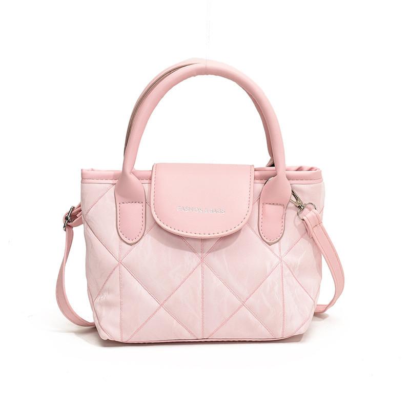 Trendy Ins Small Quilted Bucket Bag For Women 2024 Fashionable Pu Shoulder Crossbody Bag розовый