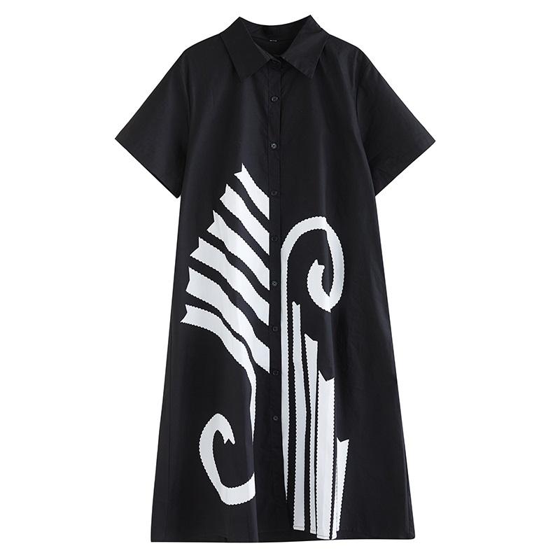 Short Sleeve Plus Size Cotton Vintage New In Dresses for Women Casual Loose Long Summer Shirt Dress