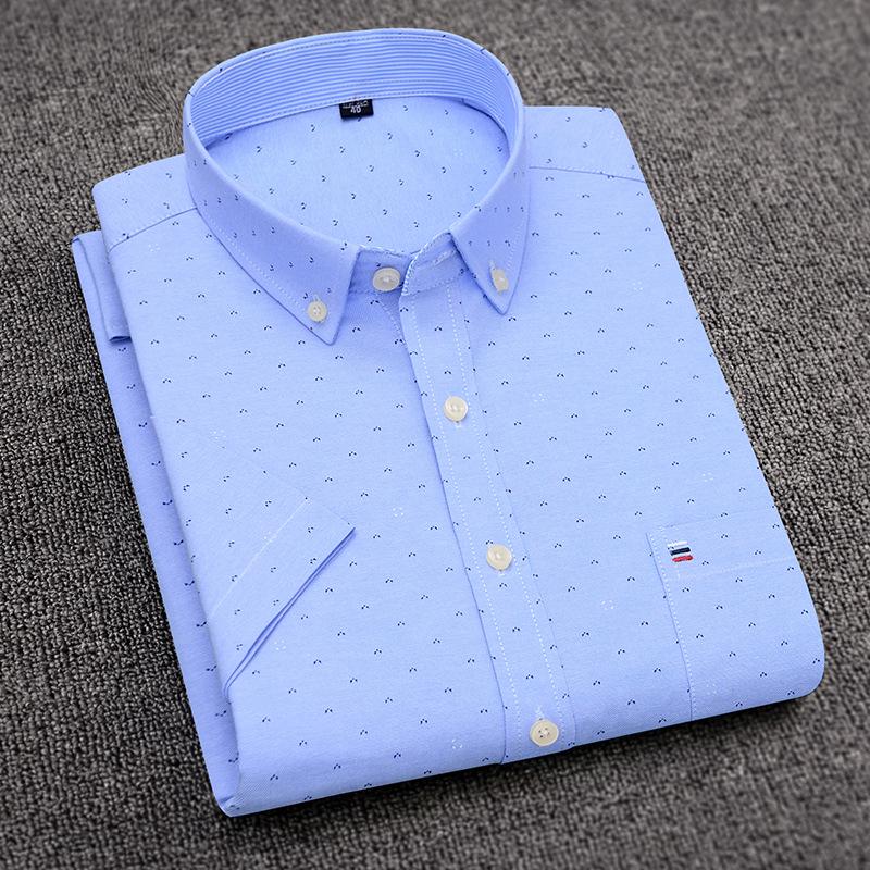 Herren Slim Fit Kurzarm Oxford Baumwolle Freizeit Hemd