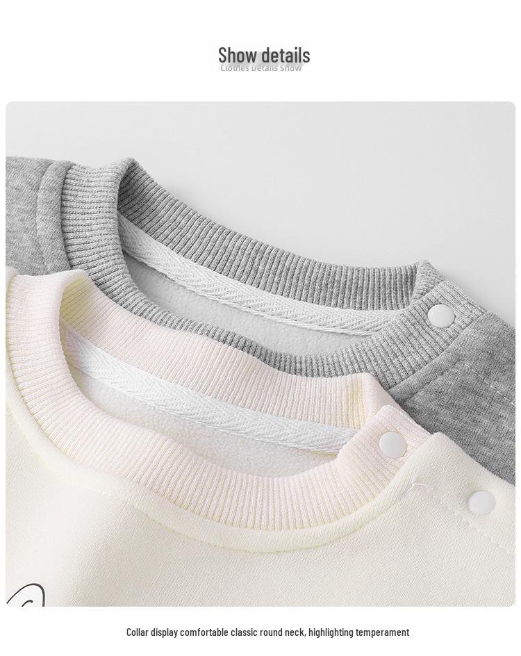 Bluza polarowa z okrągłym dekoltem dla niemowląt, z długim rękawem, ciepła koszulka bazowa na jesień i zimę