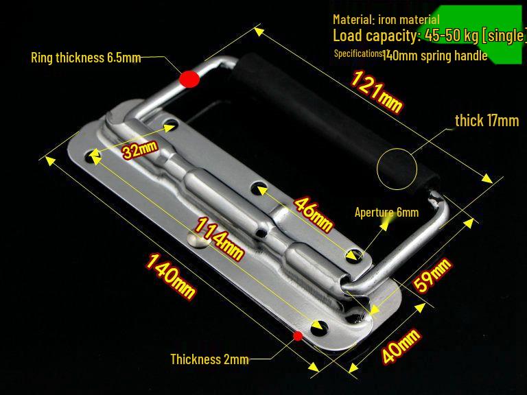 304 Stainless Steel Spring Loaded Folding Handle for Wooden Toolbox
