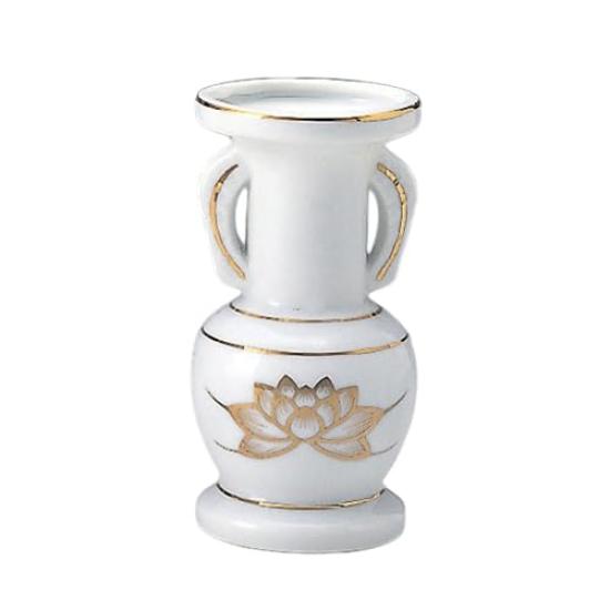 Narrow-mouthed Platinum Lotus Flower Vase [4 Inches]  Buddhist Altar Supplies, Home Memorials, Urn Use