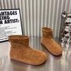 2025 autumn and winter new matte leather fashion snow boots versatile knight boots genuine leather flat-soled women's shoes soft-soled Korean versi