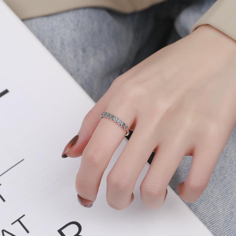 Beixi S925 Sterling Silver Mahjong Thirteen Orphans Ring - Women s Retro Riches Index Finger Jewelry Adjustable Open Size