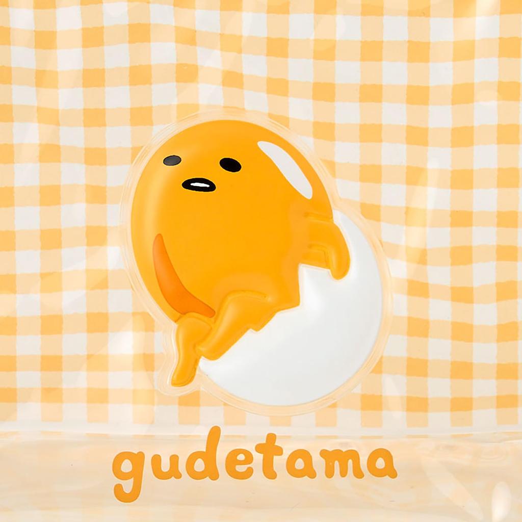 Sanrio Gudetama Clear Transparent PVC and Zipper Suitable for Ages 3 and 22cm Wide X 10cm Deep X 15cm 732681 Pouch, Steel, Closure, Up, Approx. High,