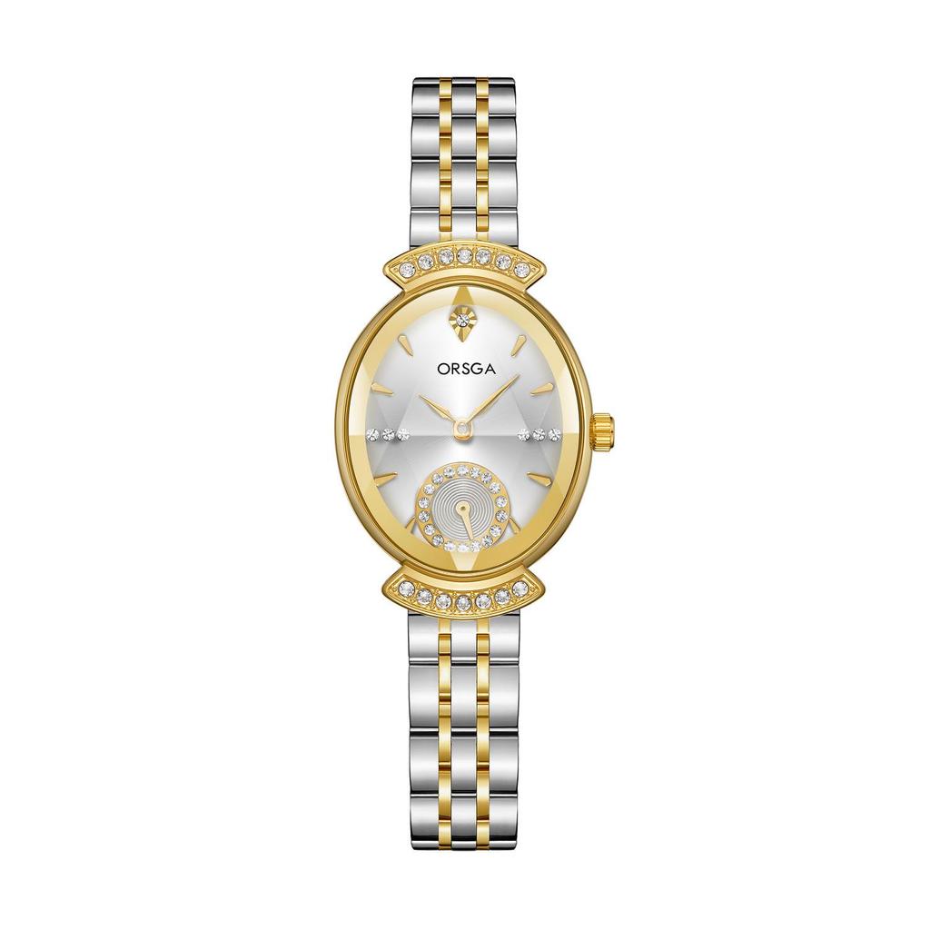 ORSGA Women's Oval Diamond-set Fashion Watch with Prismatic Mirror and Quartz Movement