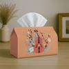 1pc Whimsical Musical Illustration Tissue Box Cover, Violin Floral Peach High-Quality, Durable, Lightweight, Foldable Storage, Ideal for Living Room A