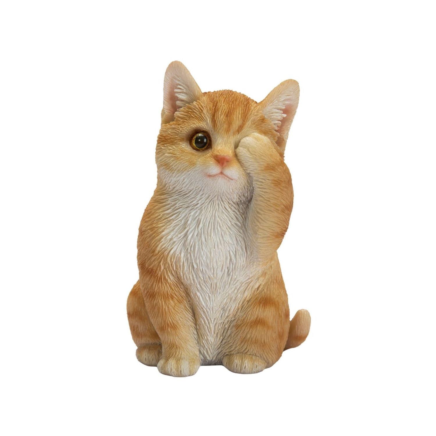 

Убия Не вижу зла Коричневый полосатый кот 7 x x см Кукла Фигурка Орнамент Животное Садовое украшение Кот H23006 6.5 10.5