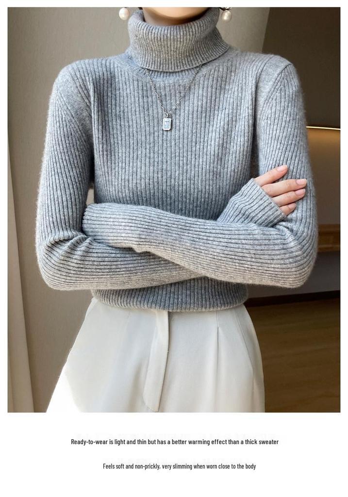 Women's Slim Fit Cashmere Blend High Neck Sweater - Autumn Winter 2024 Collection