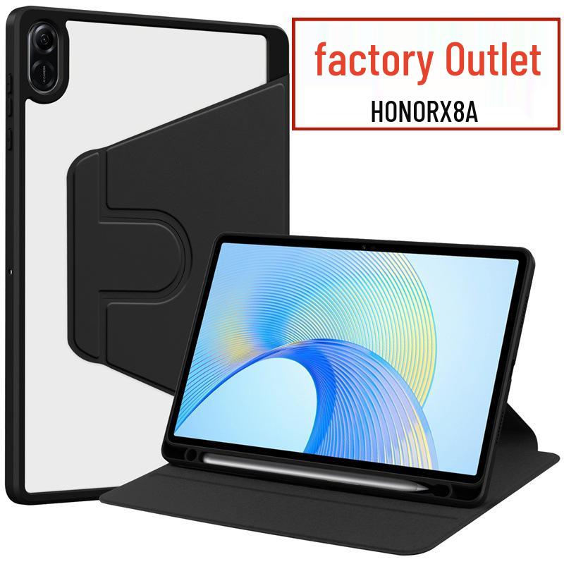Honor X8A 11" Ultratenké pouzdro s koženým otočným stojánkem odolné proti pádům s plným akrylovým krytím