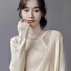 French Sweet Crew Neck Knitted Sweater Women's Autumn New Off-the-shoulder Design Feeling Foreign Style Inside Long Sleeves