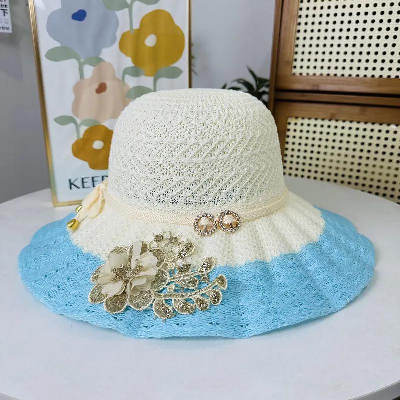 WTEMPO New Summer Large Brim Sun Straw Hats Women's Soft Outdoor Straw Woven UV Protection Beach Sunscreen Hats