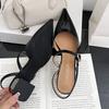Sexy Pointed Toe Patent Leather Women Pumps Chunky Square Heel Front Rear Strap Mules Sandals Elegant Party Wedding Bridal Shoes
