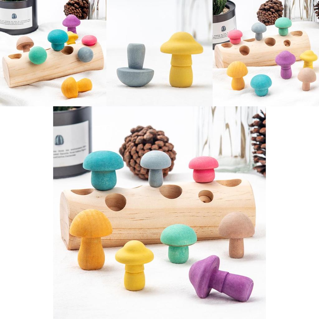 Wooden Mushroom Picking Game For Early Education And Focus Training
