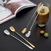 304 Stainless Steel Square Head Ice Spoon Coffee Spoon Creative Mug Bar Mixing Spoon Household Dessert Spoon Spoon