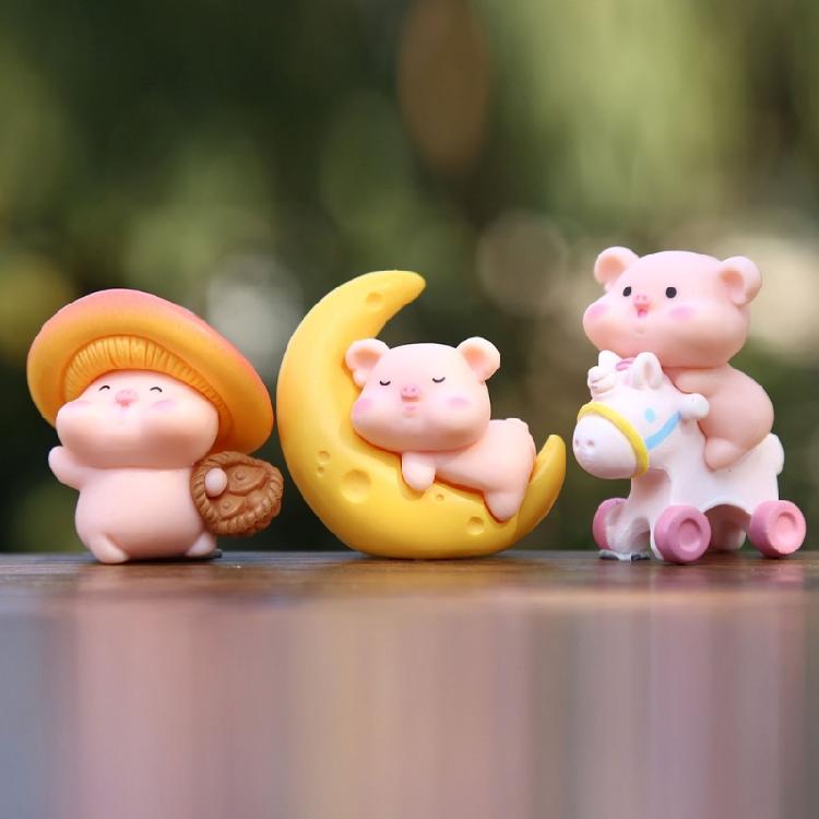 Resin Mini Pigs Miniature Pigs Figurine,Fairys Garden Accessories Garden,Microlandscape,Plant Pot,Bonsais Crafts