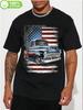 100% Cotton Vintage American Flag & Classic Truck Graphic T-shirt - Breathable Short Sleeve Round Neck Casual Tee for Outdoor Sports