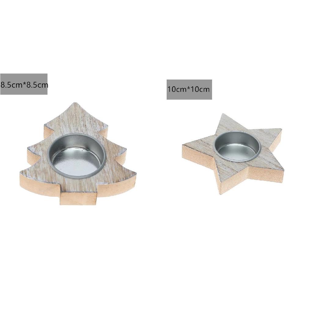 Wooden Xmas Snowflake Candlestick Christmas Tree Shape Candle Holder for Home Decoration 2025 Navidad Kerst Noel New Year Decor