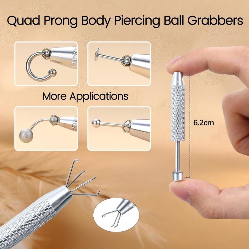 2Pcs Professional Piercing Helper Grabbers Craft Of Sturdy Stainless Steel Ideal For Jewelry And Craft