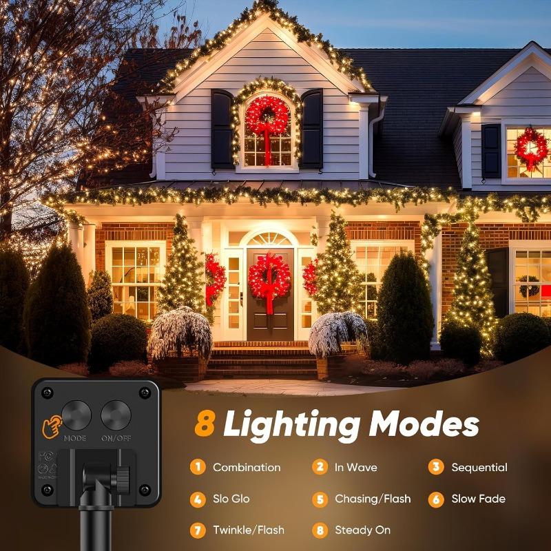 Solarne Lampki Sznurkowe Zewnętrzne Wodoodporne, LED-owe Solarne Lampki Świąteczne z 8 Trybami Oświetlenia, Zasilane Solarnie Oświetlenie Drzewka na Zewnątrz na Patio, Podwórko, Ogród