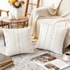 Floral Emma Stripe Cushion Cover Durable Hypoallergenic Organic Linen Pillow Cover Short Size Washable SkinFriendly