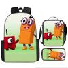 Digital Building Block Numberblocks School Bag Large Capacity Polyester Backpack Satchel Bag Pencil Bag Backpack Three-Piece Set