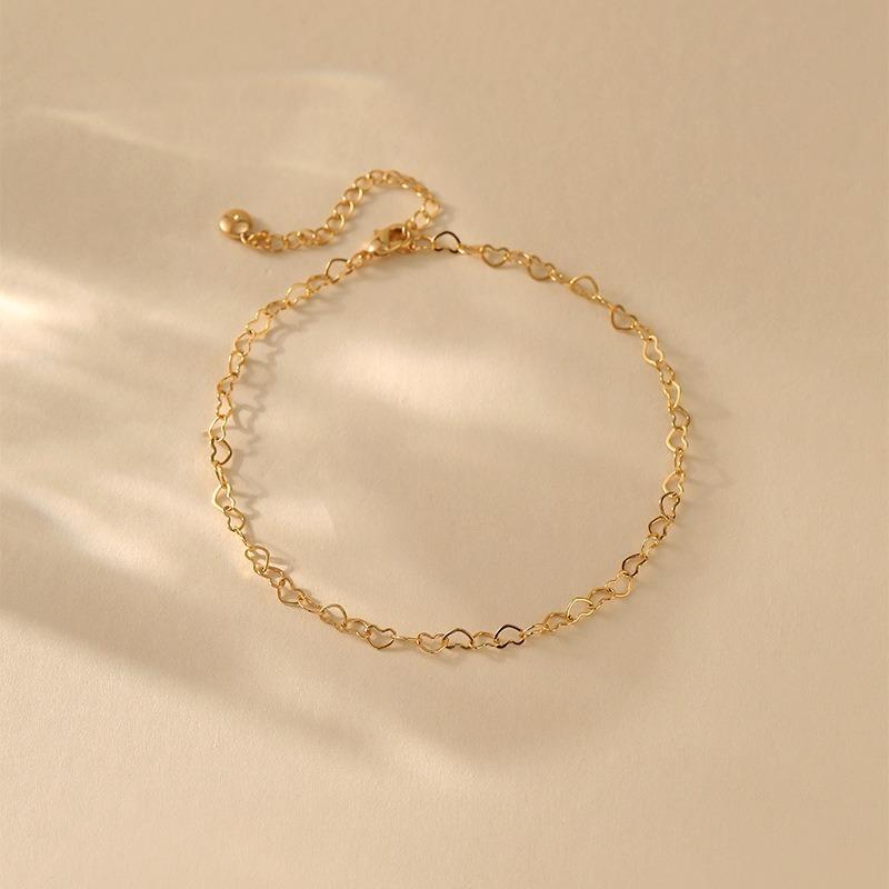 Heart Shaped Gold Plated Minimalist Light Luxury Womens Anklet