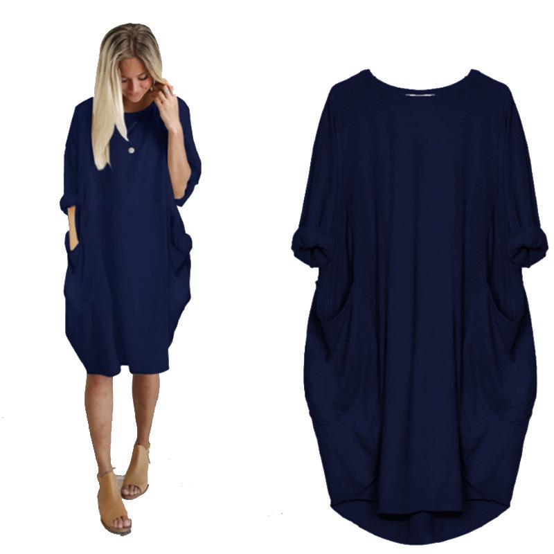 Elegantní ležérní šaty střední délky evropské a americké módy pro ženy nadměrných velikostí