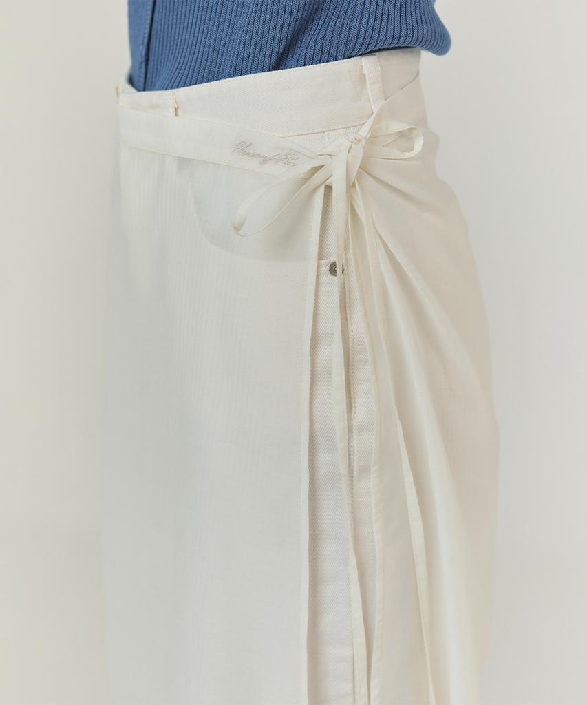 Hauseuobeupondeu Seethrough Layering Wrap Skirt (Ivory)