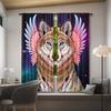 2pcs Fantasy Wolf Curtains   Starry Sky Print   Semi-Sheer Polyester   Machine Washable   Rod Pocket   Woven Decorative Light Filteri