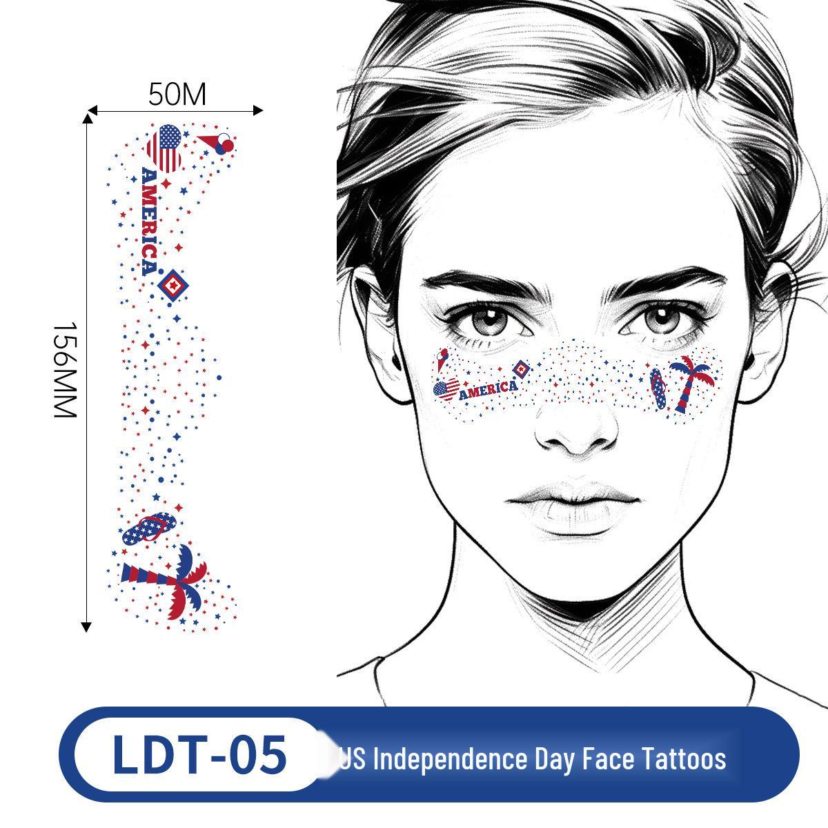 Independence Day Statue of Liberty Face Tattoo - Long-lasting American Makeup Sticker 156x60 mm