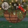 Pre-Lit Artificial Christmas Hanging Basket, Outdoor Decoration with Pine Red Berries Pinecones, Festive Hanging Planter D57B