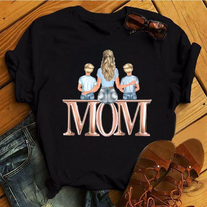 Noi Topuri Tricouri Mama Tata Imprimate Femei Haine de modă Gât rotund Femei Manecă scurtă Topuri Tricouri